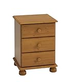 Non Branded 10220334 - Mesilla de madera de pino con tres cajones y patas redondeadas 58 x 44 x 38 cm