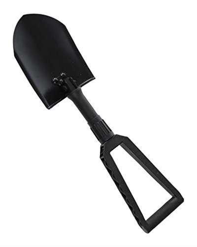 Miltec US Style Black Tri-Fold Shovel with Cover - GEN II