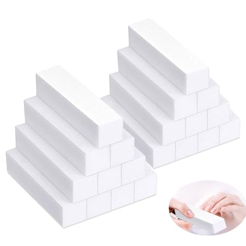 DBALL 20 Piezas Taco Pulidor Uñas Limas Blanca de Uñas Profesionales Bloques Almohadilla para Lijar para Familiar Salones Belleza Acrílico Gel El Uñas Cuidado Herramienta