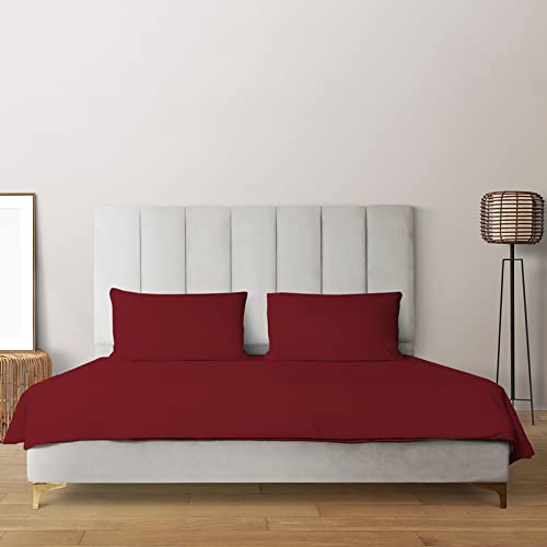 Livpure Smart Red Cotton Fitted 300 TC King Bedsheet (78 x 80 Inches) with 2 Pillow Cover-image-3