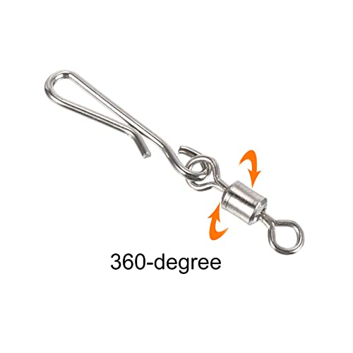PATIKIL Fishing Rolling Swivel with Hanging Snap, 60 Pack 24lb Stainless Steel Fishing Terminal Tackle, Silver - Image 4