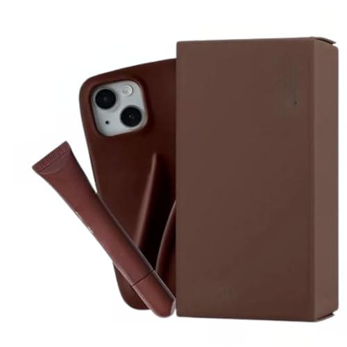 Image of Case Compatible with iPhone 16 Series with Lip Gloss Holder, Includes 1 Liptint, Silicone Trendy Aesthetic Phone Cover for Girls and Women (Espresso, 16)
