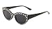 Berlin Frontal Rhinestone Ornaments Round Cat Eye Sunglasses RH-3230 (Black)