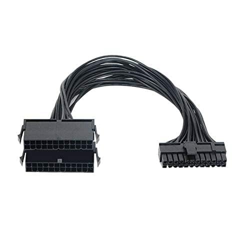 Doppio alimentatore multiplo PSU 24 pin cavo di prolunga splitter kit adattatore nero, per scheda madre ATX, 24 pin a 24 (20+4) pin 1 piedi - Alimentatore - Immagine 1