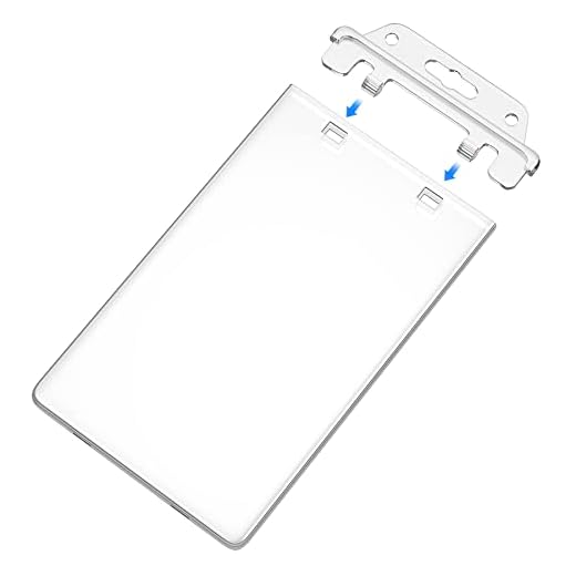 Clear ID Badge Holder for Lanyard Hard Plastic Card Holder by Fallen One, Permanent Locking, Vertical, 2 Pack