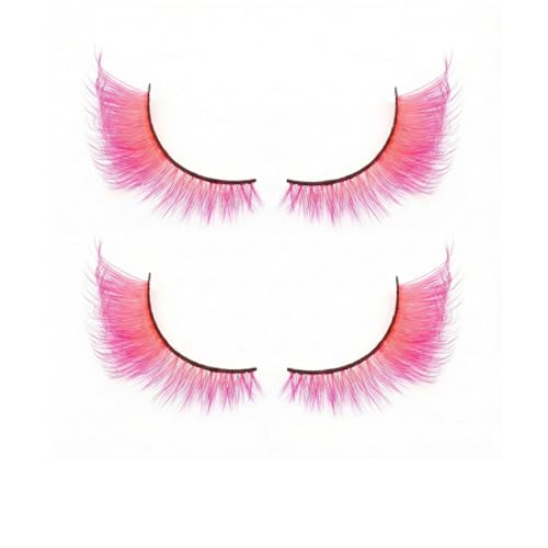 ARYIMYDP 2 paires Faux Cils en Plume, Longs Naturels, Autocollants Cils, Accessoire de Paon, Maquillage Rapide, Décoration Mascarade pour Femme Fille Fête Carnaval Soirée (Rose)