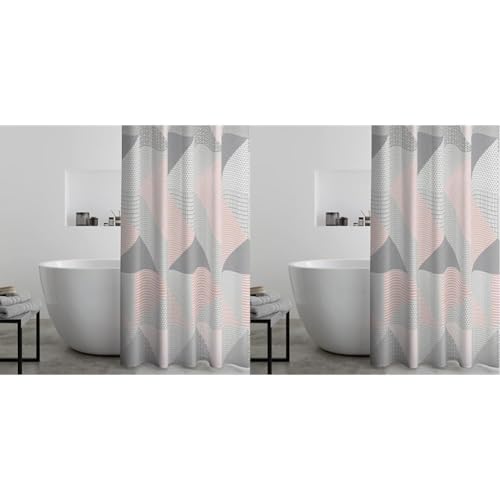 Catherine Lansfield Larsson Geo 180x180cm Shower Curtain Blush Pink (Pack of 2)