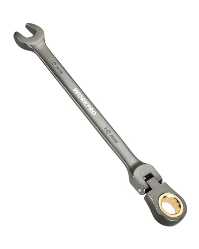 WORKPRO 10 mm Flex-Head Ratcheting Combination Wrench Nickel Plating