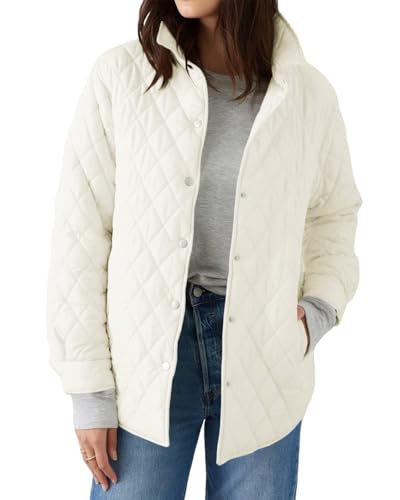 Grlasen Women's Cozy Lightweight Quilted Jacket in White – Your Go-To for Every Season