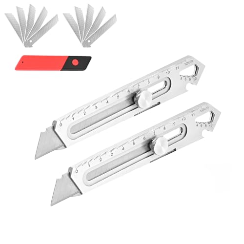 Dachiy Paquete de 2 Cúter, Cuters Profesionales De Seguridad, Cuchillos Multiusos Portátiles Retractil, Con 10 Cuchillas Acero Inoxidable, Cutter Perfecto Para La Oficina Y El Hogar