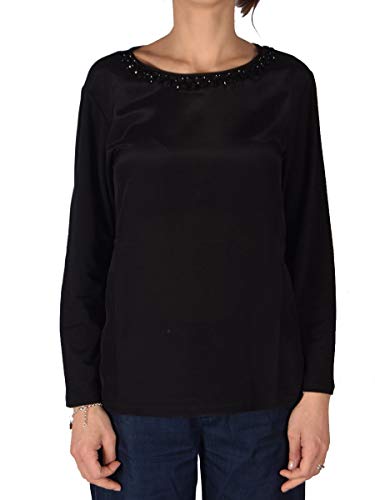 Max Mara T-Shirt Faggi S02 001 Nero+Ricamo, 08 XL