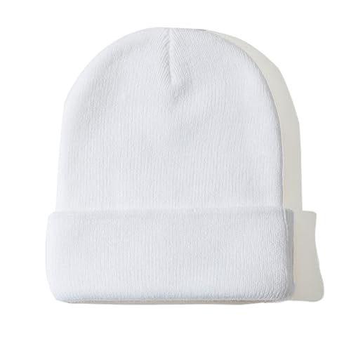 ZOORON Beanie for Women Men Ski Watch Cap Cuffed Plain Skull Knit Hat Soft Fisherman Winter Hat White