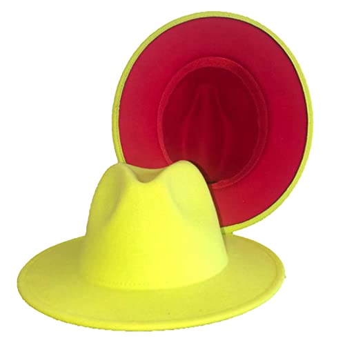 Aso-Sling Trendy Fedoras Hats For Women Men Wide Brim Patchwork Trilby Hat Adjustable Dress Jazz Hat Two Tone Fedora #TOP2