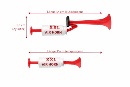 STUWU XXL Druckluftfanfare 44 cm – Extra große manuelle Fanfare – Ohne Gas – Wiederverwendbar