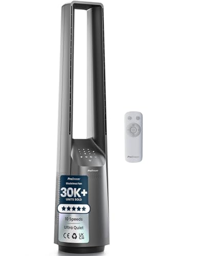 Pro Breeze Ventilateur Colonne Sans Pale - Ventilateur Tour Silencieux, Hauteur 101 cm avec 6 Vitesses, Oscillation 60°, Ventilateur Sans Lame Rafraichisseur...