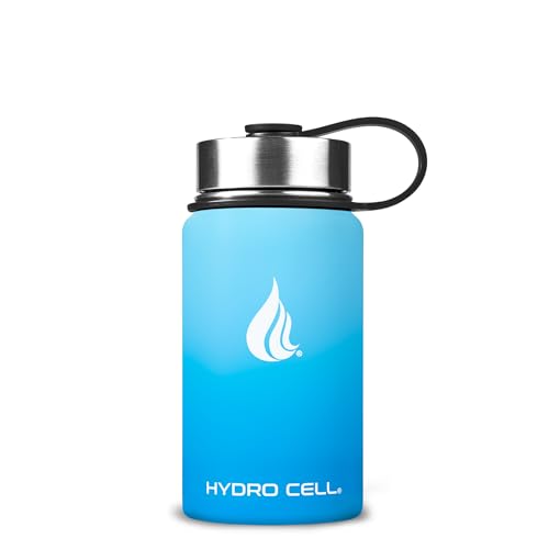 Image of HYDRO CELL Stainless Steel Insulated Water Bottle with Straw - For Cold & Hot Drinks - Metal Vacuum Flask with Screw Cap and Modern Leakproof Sport Thermos for Adults (Sky /Blue 14oz)