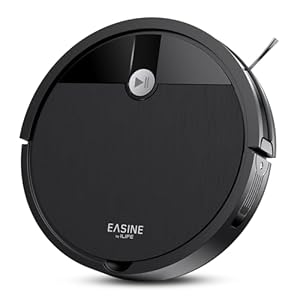 EASINE Saugroboter, Bürstenloses Design Staubsauger Roboter, Starkes Saugen, Selbstladend, Fernbedienung, Flach, Leise, Geeignet für Tierhaare & Hartböden, E3