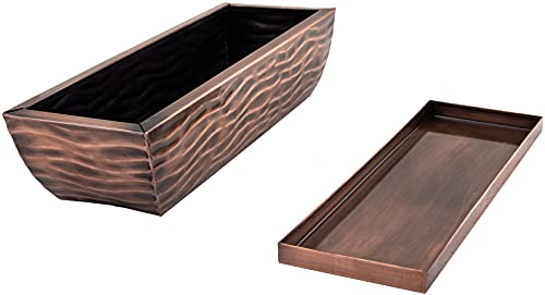 H Potter Succulent Planter Rectangular Plant Pot Flower Indoor Outdoor Window Box (Antique Copper Large)