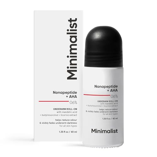 Minimalist Underarm Roll On Deodorant with Nonapeptide + AHA BHA 06% | Control Odour & Fade Darkness | Fragrance Free Aluminium Free Deodorant | 1.35 Fl Oz / 40 ml