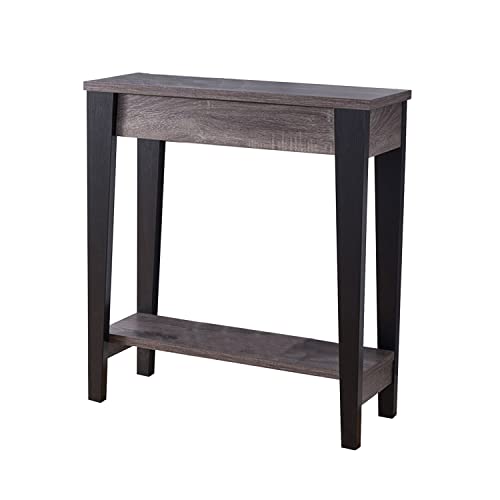 Benjara Benzara Wooden Console Table With Bottom Shelf, Black And Gray, #TOP13