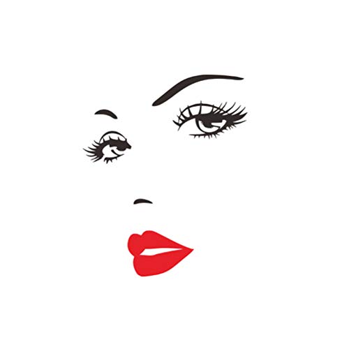 Surenhap Stickers muraux Belle Femme Visage et lèvres Rouges Sticker Mural Maison Salon Chambre Décoration