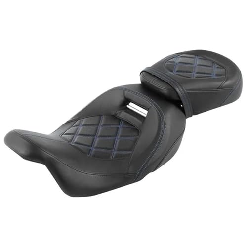 Siège de moto double bleu pour Touring et Electra Glide 2009-2022