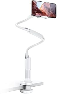 Cell Phone Holder for Bed, Lamicall Flexible Holder - Gooseneck 360 Long Arm Clamp Bracket Mount Stand for iPhone 14 Pro Max Plus, 13 12 Pro Max Mini, 11 Pro Xs XR X 8, Samsung, Smartphones - White