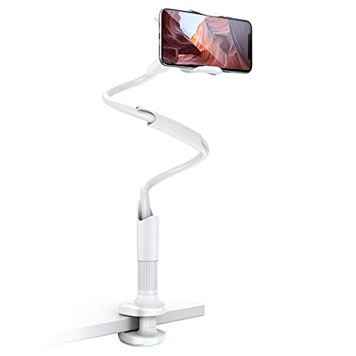 Lamicall Svanhals Telefonhållare, Flexibelt Fäste för Säng - Lazy Arm 360 Justerbart Stativ Klämma Fäste för iPhone 12, 11 Pro Max, Xs, X, XR, 8, 7, 6 Plus, Samsung S9, S10, andra Smartphones - Vit
