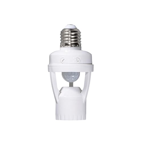 Motion Sensor Light Socket E27,3-8m Sensing Distance ， Infrared Motion Detector Bulb Adapter with Adjustable Delay & Light Sensitivity, for Garage, Staircase, Basement, Wardrobe, Porc