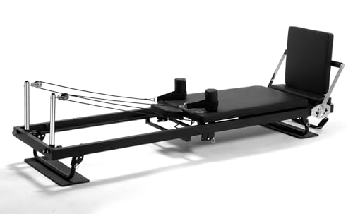 Pilates Reformer for Home Use,AMSINA Foldable Pilates Machine with Headrest & Jumpboard , Pilates Home Equipment with Foot Straps