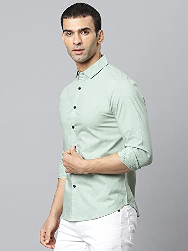 Image of Dennis Lingo Men's Dobby Print Slim Fit Cotton Casual Shirt