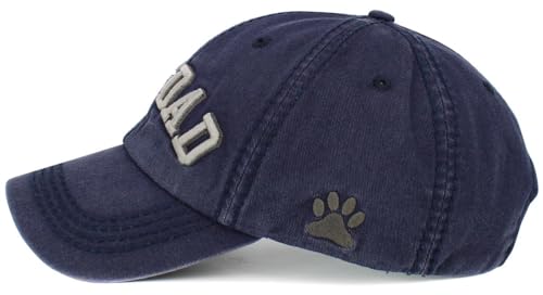 Image of KBETHOS Dog Cat Mom Dad Theme Womens Baseball Cap Distressed Vintage Unconstructed Embroidered Patch Hat