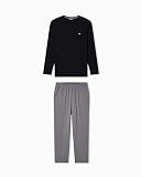EMPORIO ARMANI Herren Hemd mit Muster, Hemd und Hose, Pyjama, Schwarz, Größe L