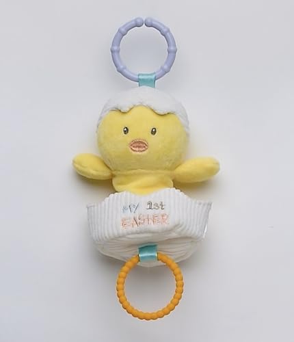 Image of Baby Starters Magic Years Easter Egg Rattle Toy with Pull and Jiggle Vibration Feature and Travel Hook, Multicolored Chick, My First Easter, 10 inch