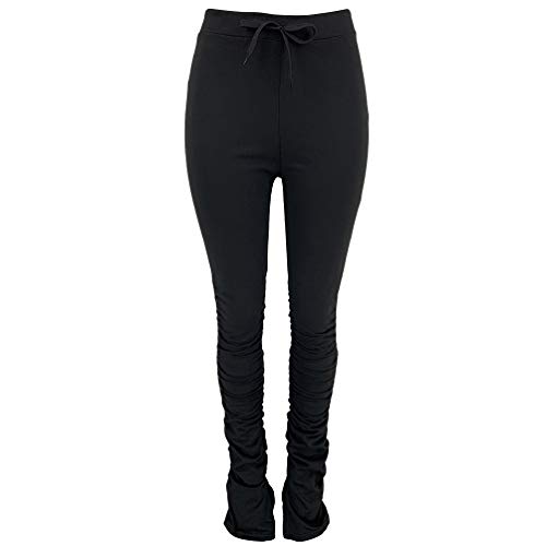 BESPORTBLE Calça de ioga de cintura alta com cordão flare dobrável calça de pilates controle de barr