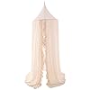 Kids Bed Canopy for Girls, Beige Crib Canopy Princess Hanging Children Canopy Tent, Toddler Girl Canopy Bed Netting for…