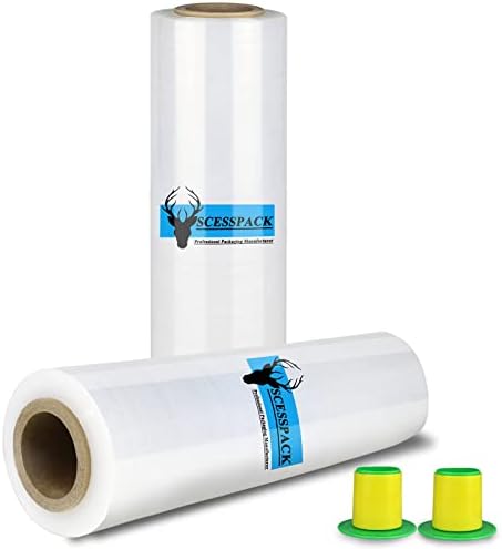 SCESSPACK Stretch Film,15" x 1000' Heavy Duty Shrink Wrap Rolls, Plastic Wrap for Moving, Industrial Strength Stretch Wrap Roll for Pallet Wrap, 60 Gauge,2 Pack, Clear