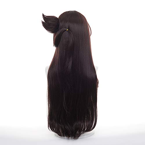 LeMarnia Gold Mixed with Yellow Straight Ponytail Synthetic Wig with Ribbon for Cosplay Fischl Wig Halloween Costume Party Wigs