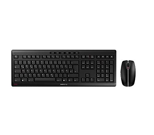 CHERRY STREAM DESKTOP RECHARGE, Wireless Desktop Set, German Layout (QWERTZ), 2.4 GHz RF, Quiet Keystrokes, Rechargeable, Black