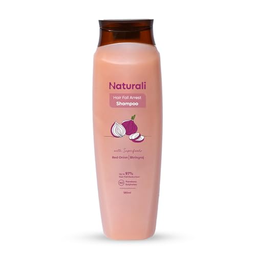 NATURALI Hairfall Arrest Shampoo | With Red Onion & Bhringraj | Reduces Hair Fall By Boosting Scalp Health 180 ML