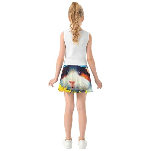 Blue Pink Girls Skorts Athletic Shorts Skirts with Shorts Pleated Cute Guinea Pig Blue Cap 4t4