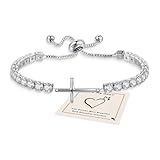YOEE Cross Sterling Silver Bracelet, Adjustable Cubic Zirconia Tennis Bracelets for Women Christening Gifts for Girls Hypoallergenic Cross Girls Bracelets for Mum Wife Daughter Grandmother