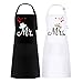 2 Pezzi Grembiuli da Cucina per Coppia, Grembiuli da Cuoco, Grembiuli Impermeabili per Uomo Donna, Regalo di Nozze per Coppia, Perfetto per Matrimonio, Fidanzamento, San Valentino (Bianco e Nero)