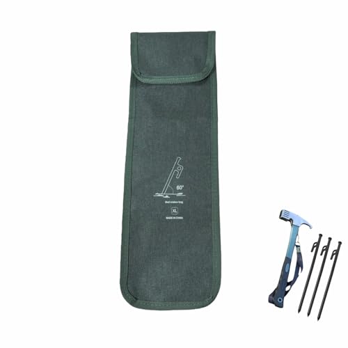 Outdoor Adventure Gear Premium Tent Stake Storage Bag, Army Green Canvas, Large 16x13 Inch, Waterproof, for Camping Equipment Organization