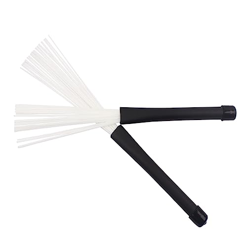 Abaodam 1par Cepillos Retráctiles de Jazz para Batería, Puntas Flexibles, Palillos Telescópicos, Accesorios de Percusión en Negro y Blanco, Livianos para Mejor Calidad de Sonido miniatura 1