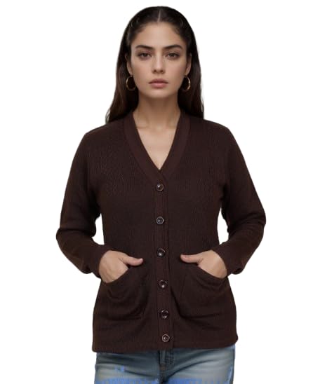 urbanrock Women's V-Neck Button-Front Cardigan, Full Sleeve, Wool Blend, Longline Style-picture-25