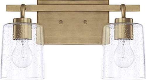 HomePlace Lighting 128521AD-449 Greyson Urban/Industrial Clear Seeded Glass Bathroom Vanity Wall Light, 2-Light 200 Total Watts, 9