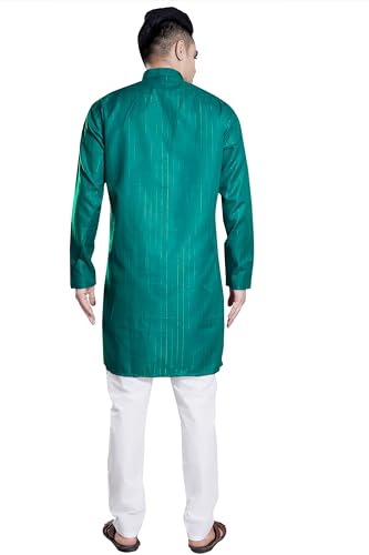 Image of DIVISIVE Men's Self Zari Line Cotton Blend Slim Fit Kurta Pyjama Set