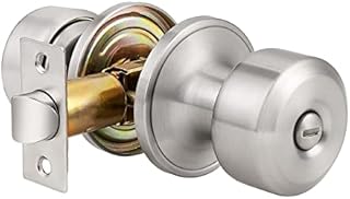 Probrico Privacy Door Knob with Lock, Internal Bed/Bath Door Handle with Thumb Turn Lock Inside, Brushed Nickel Door Lock, Keyless Door Knob Lock for Interior Door, 1 Pack