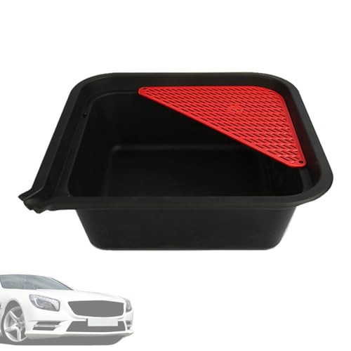 Vasca Contenimento Liquidi, Tanica Cambio Olio in PP, Vaschetta di Scarico da 9 Litri per Sottoscocca con Rete Rimovibile per Liquidi Motore, Trasmissione e Refrigeranti